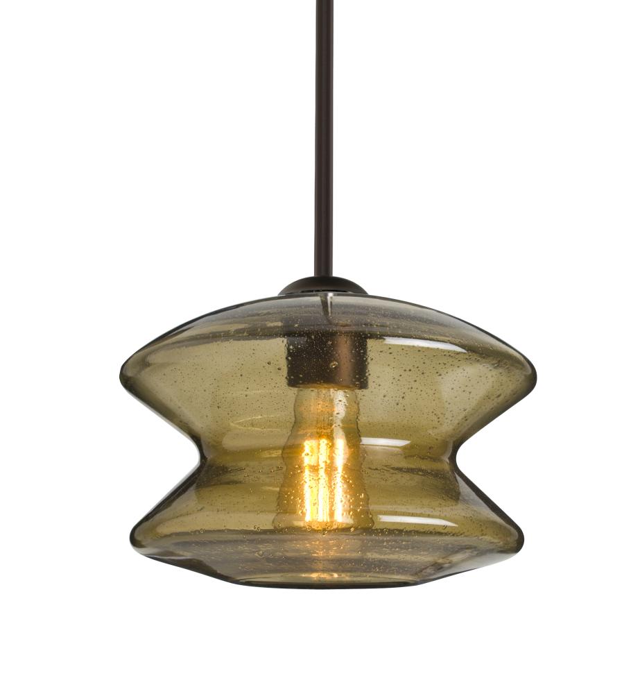 Besa, Zen Stem Pendant, Latte Bubble, Bronze Finish, 1x8W LED Filament