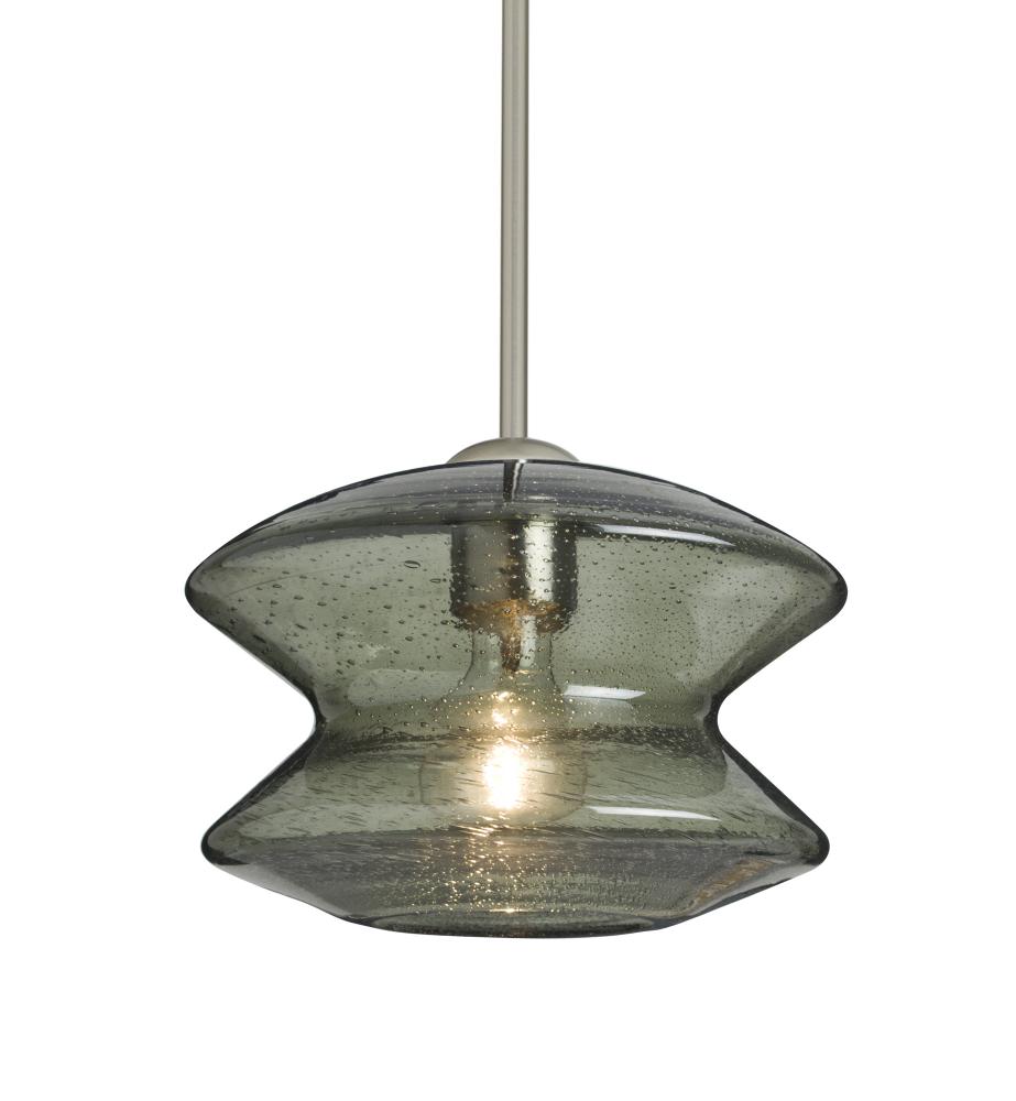 Besa, Zen Stem Pendant, Moss Bubble, Satin Nickel Finish, 1x60W Medium Base