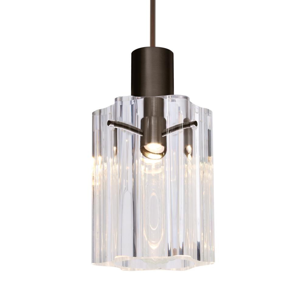 Besa Ice 4 Pendant, Clear Glass, Bronze Finish, 1x35W MAX GY6.35 Base