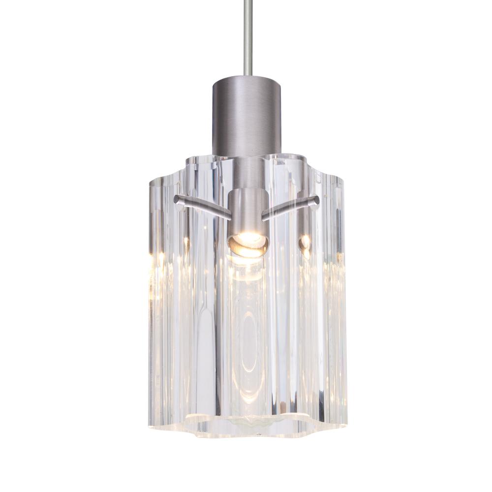Besa Ice 4 Pendant, Clear Glass, Satin Nickel Finish, 1x35W MAX GY6.35 Base