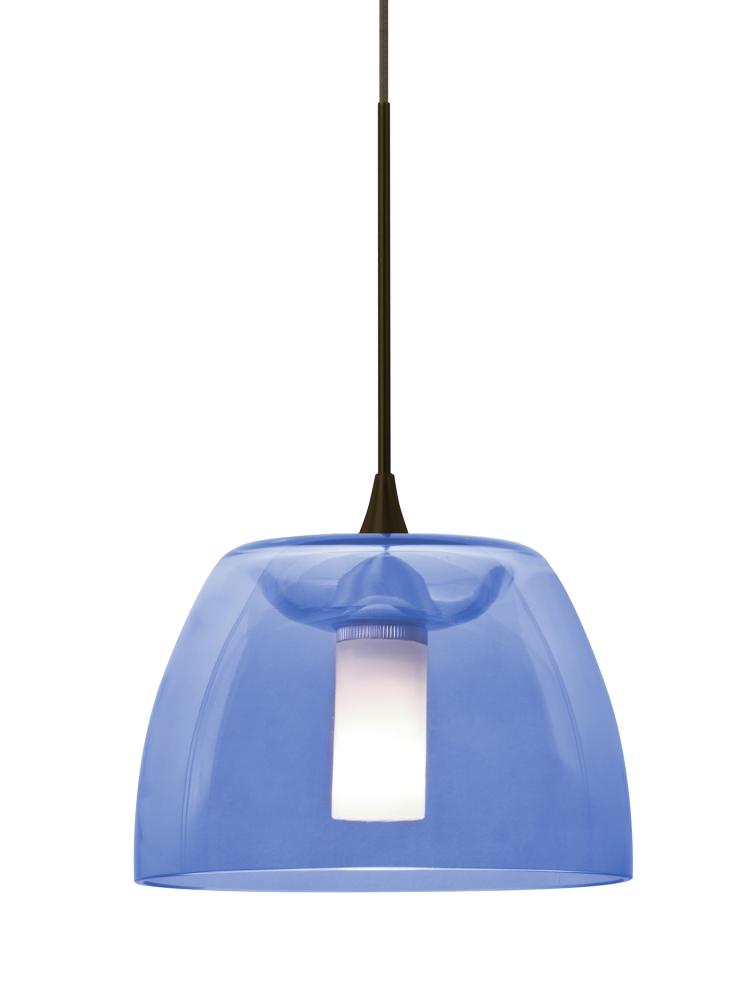 Besa Spur Cord Pendant, Blue, Bronze Finish, 1xMAX GY6.35 Base