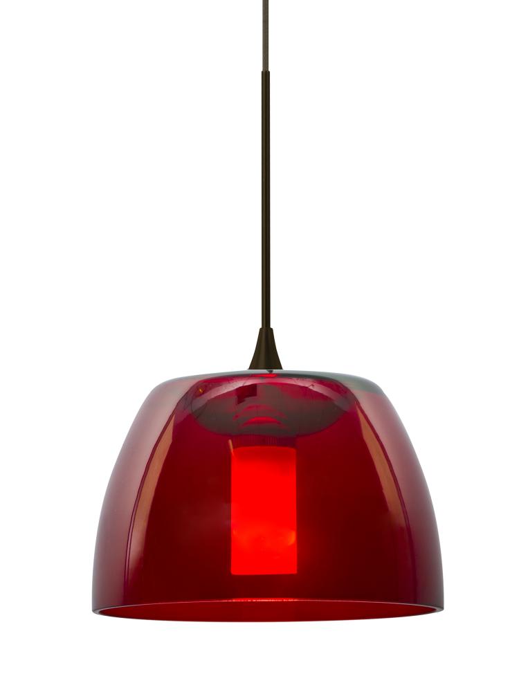 Besa Spur Cord Pendant, Red, Bronze Finish, 1xMAX GY6.35 Base