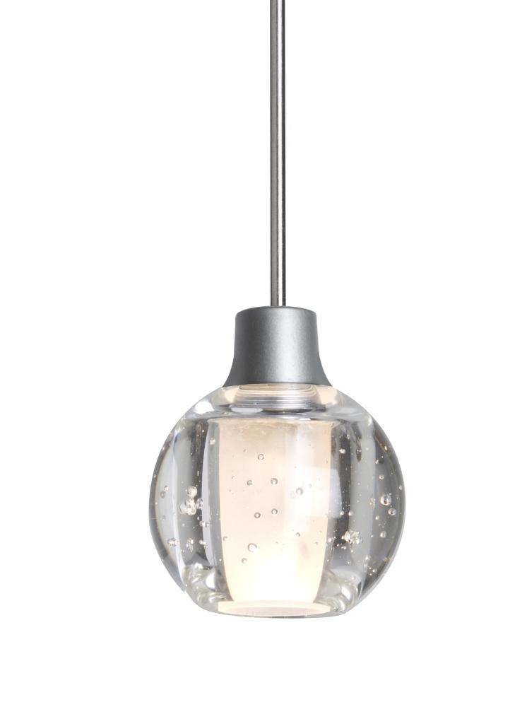 Besa, Boca 3 Cord Pendant, Clear Bubble, Satin Nickel Finish, 1x35W MAX GY6.35 Base