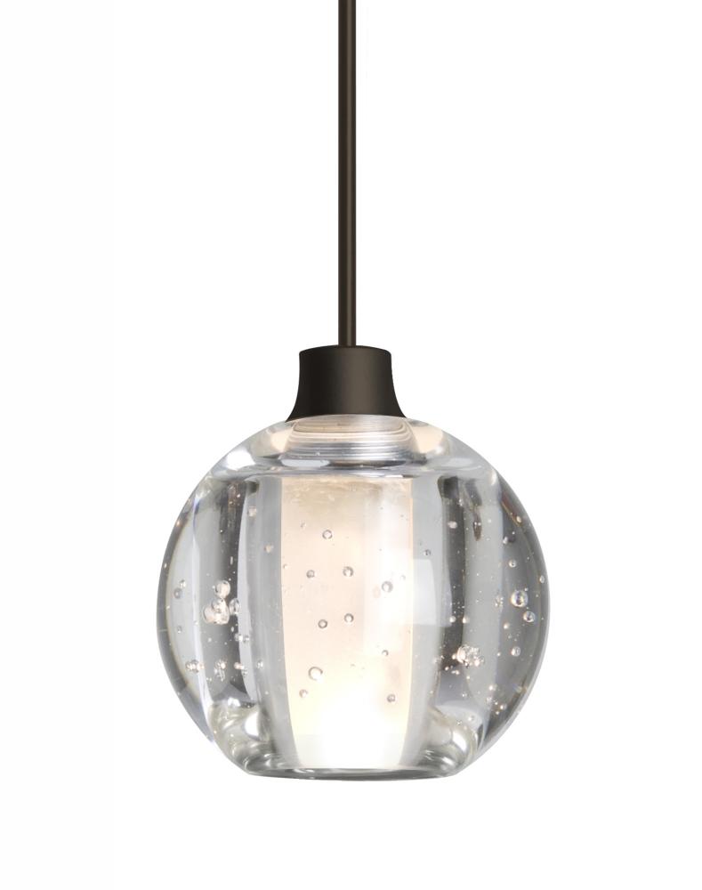 Besa, Boca 5 Cord Pendant, Clear Bubble, Bronze Finish, 1x35W MAX GY6.35 Base