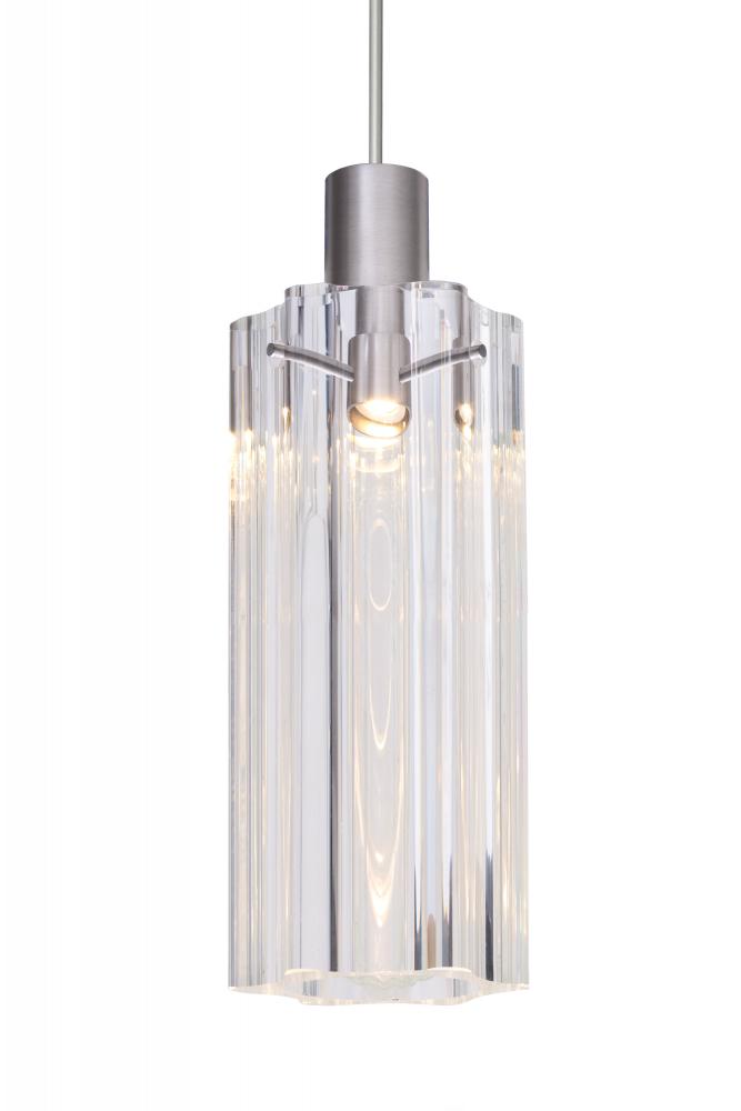 Besa Ice 7 Pendant, Clear Glass, Satin Nickel Finish, 1x35W 35W MAX GY6.35 Base