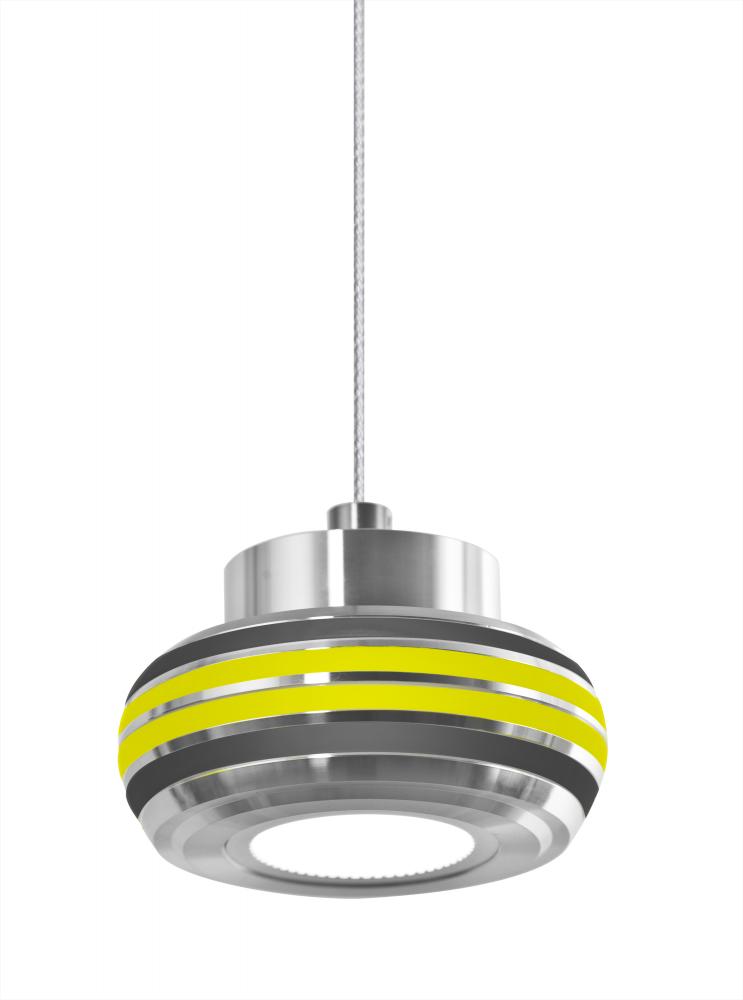 Besa, Flower Cord Pendant, Black/Yellow, Satin Nickel Finish, 1x6W LED