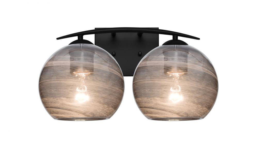 Besa, Jilly Vanity, Vapor Smoke, Black Finish, 2x60W Medium Base