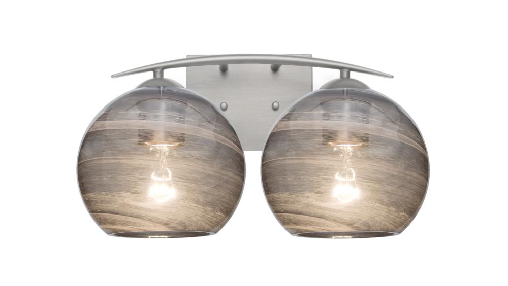 Besa, Jilly Vanity, Vapor Smoke, Satin Nickel Finish, 2x60W Medium Base