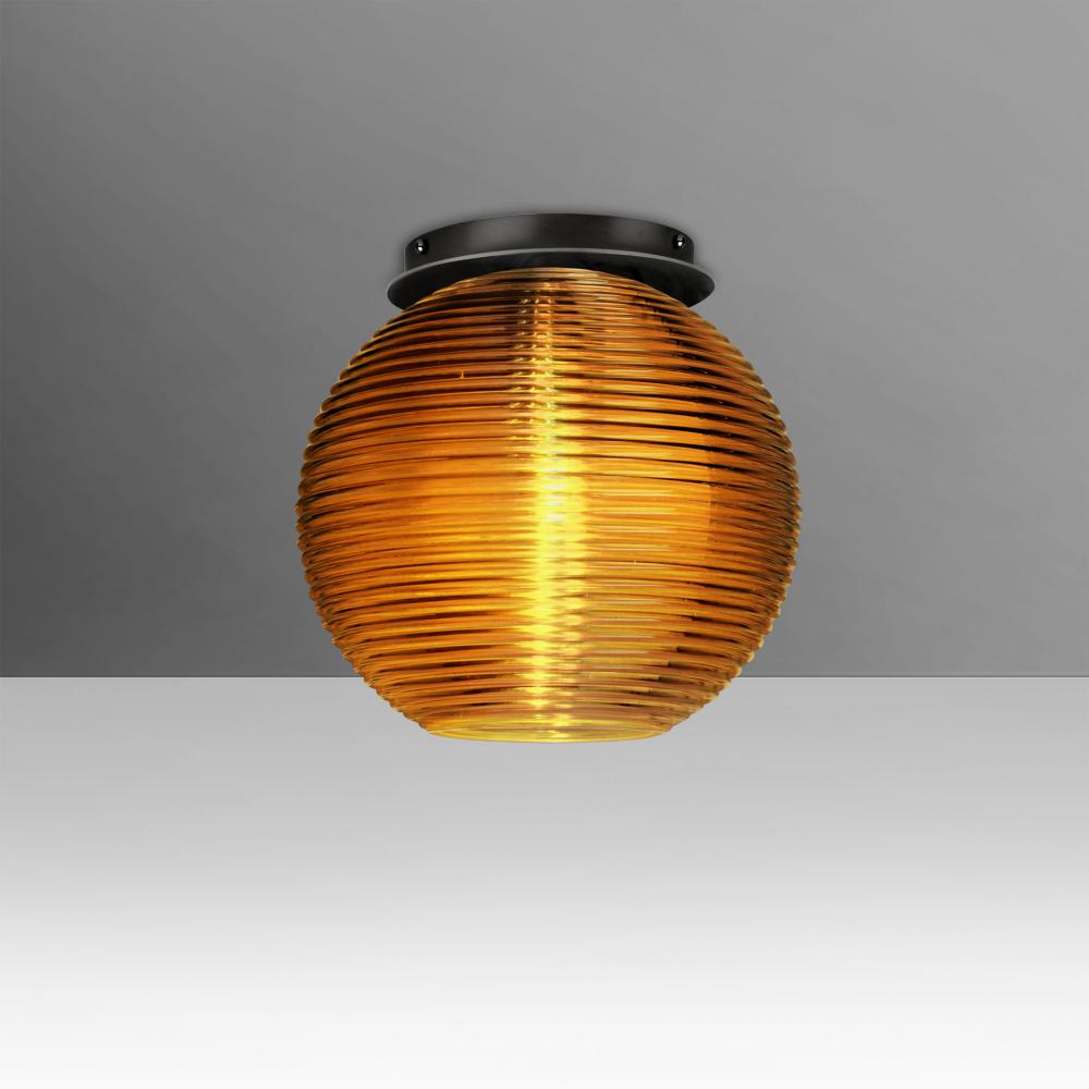 Besa Kristall 8 Ceiling, Amber, Black Finish, 1x60W MAX Medium base