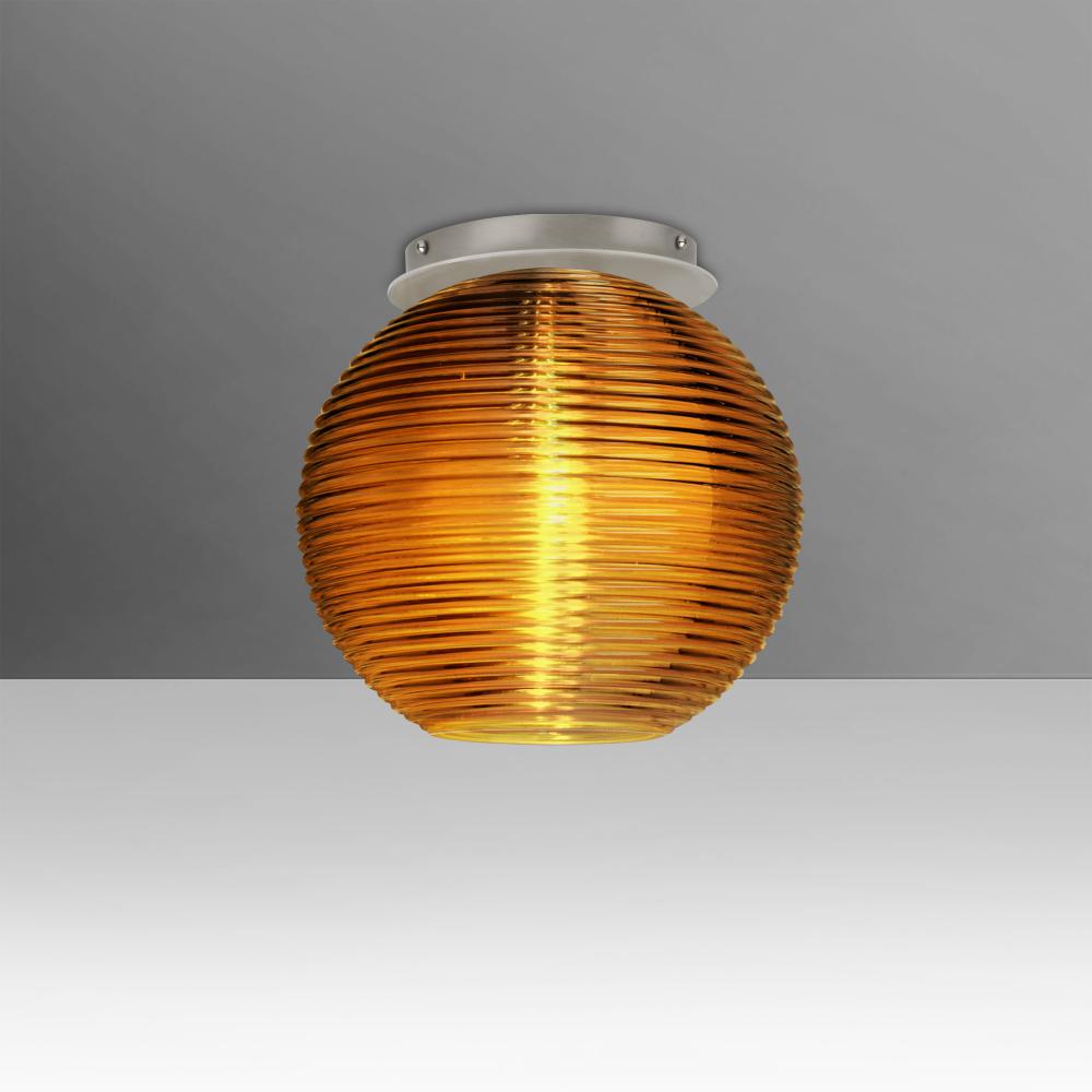 Besa Kristall 8 Ceiling, Amber, Satin Nickel Finish, 1x60W MAX Medium base