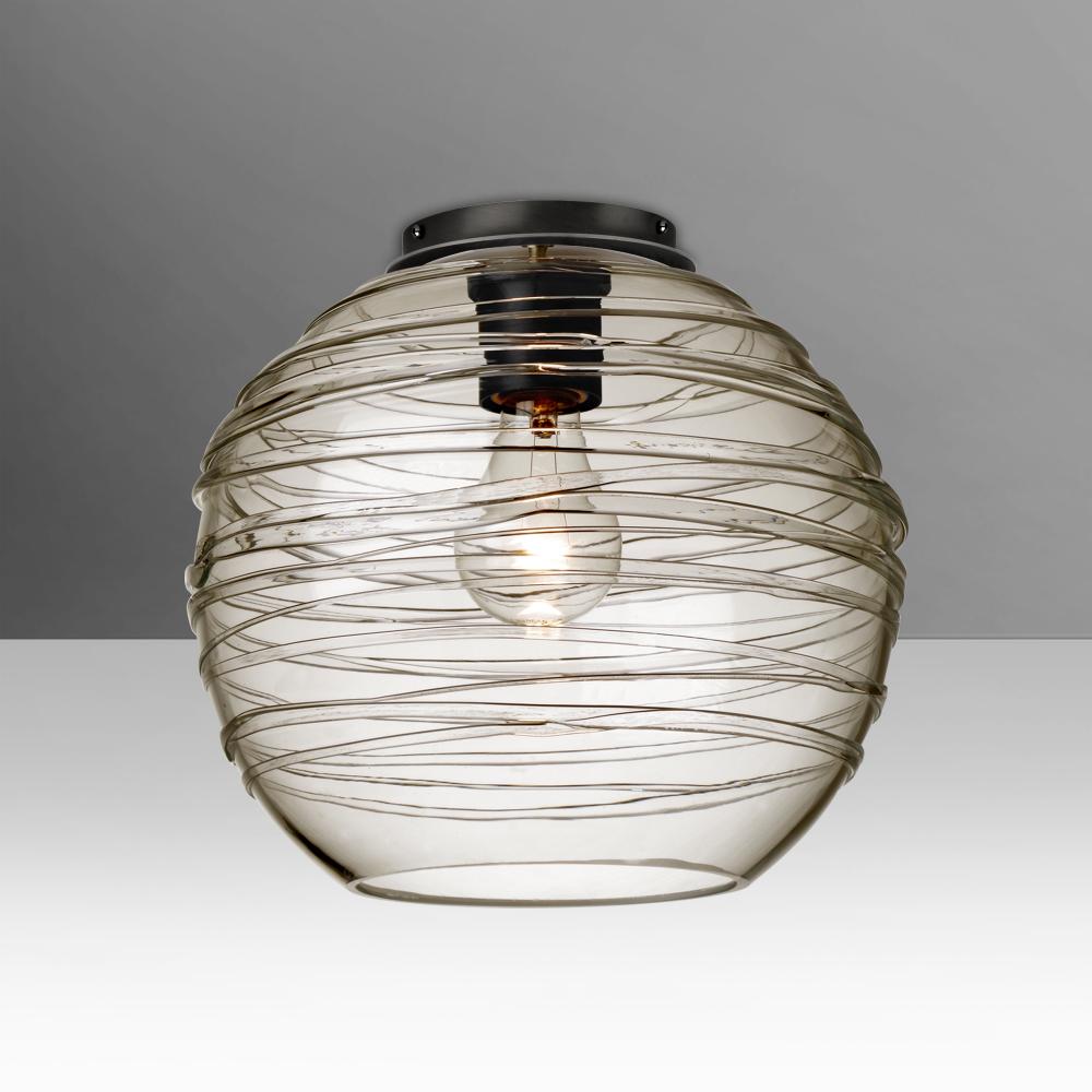 Besa Wave 10 Ceiling, Smoke, Black Finish, 1x60W MAX Medium base