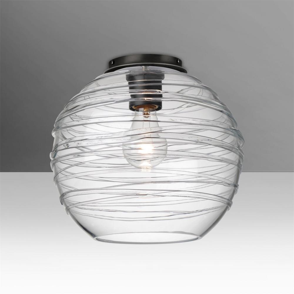 Besa Wave 10 Ceiling, Clear, Black Finish, 1x60W MAX Medium base