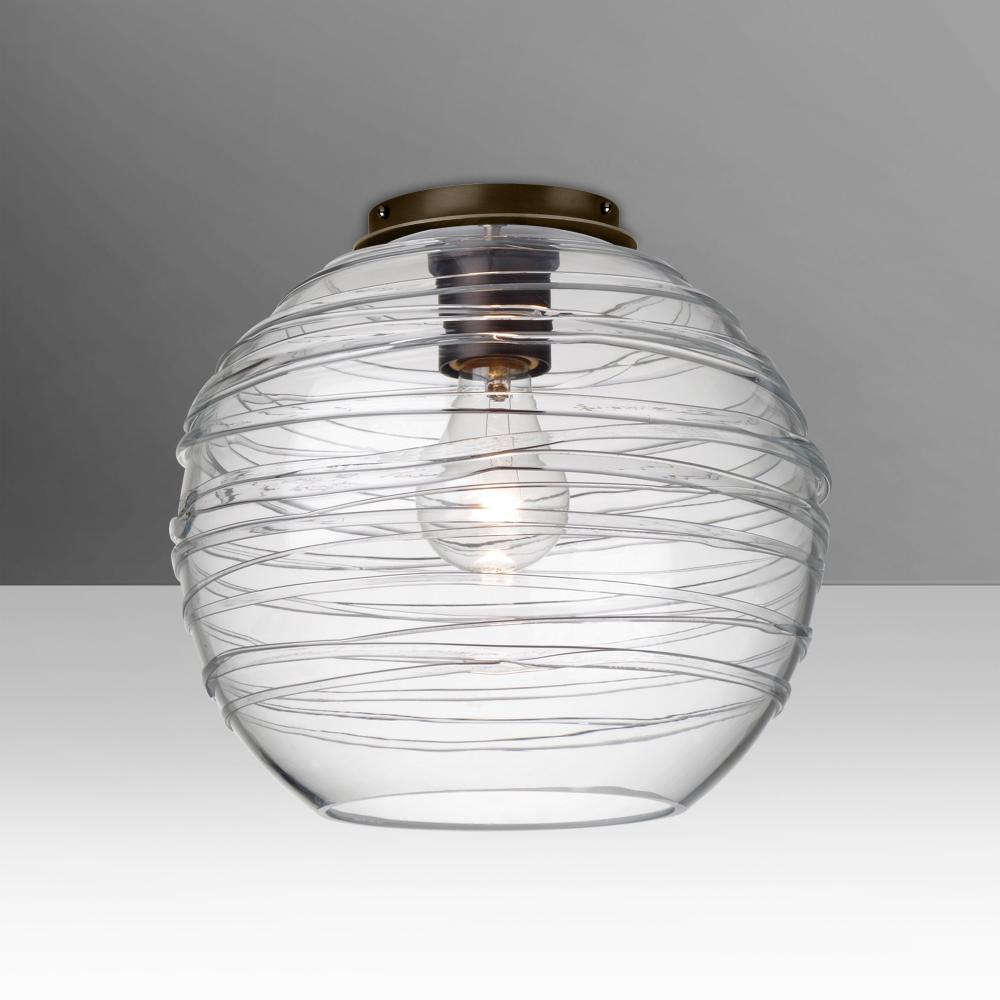 Besa Wave 10 Ceiling, Clear, Bronze Finish, 1x60W MAX Medium base