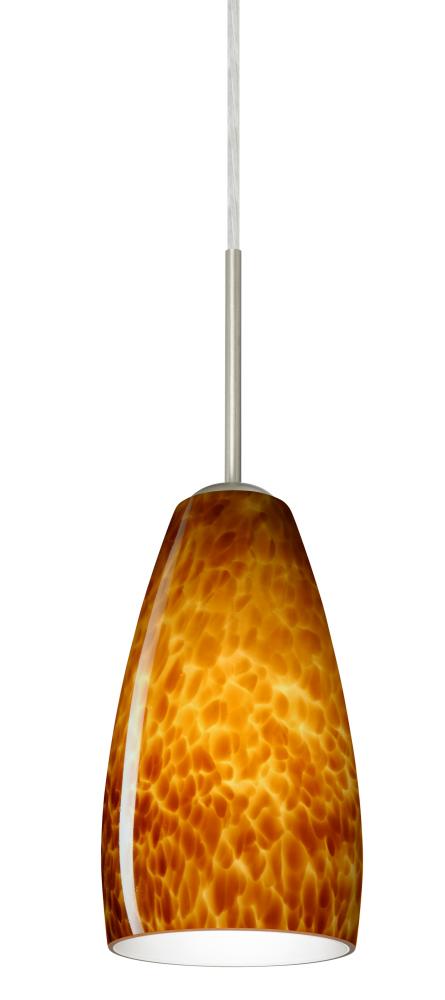 Besa Chrissy Pendant For Multiport Canopy Satin Nickel Amber Cloud 1x50W B10 Medium Base
