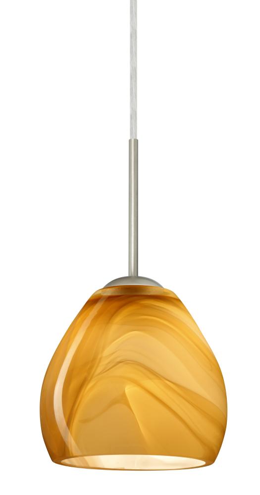 Besa Bolla Pendant For Multiport Canopy Satin Nickel Honey 1x50W E12 base