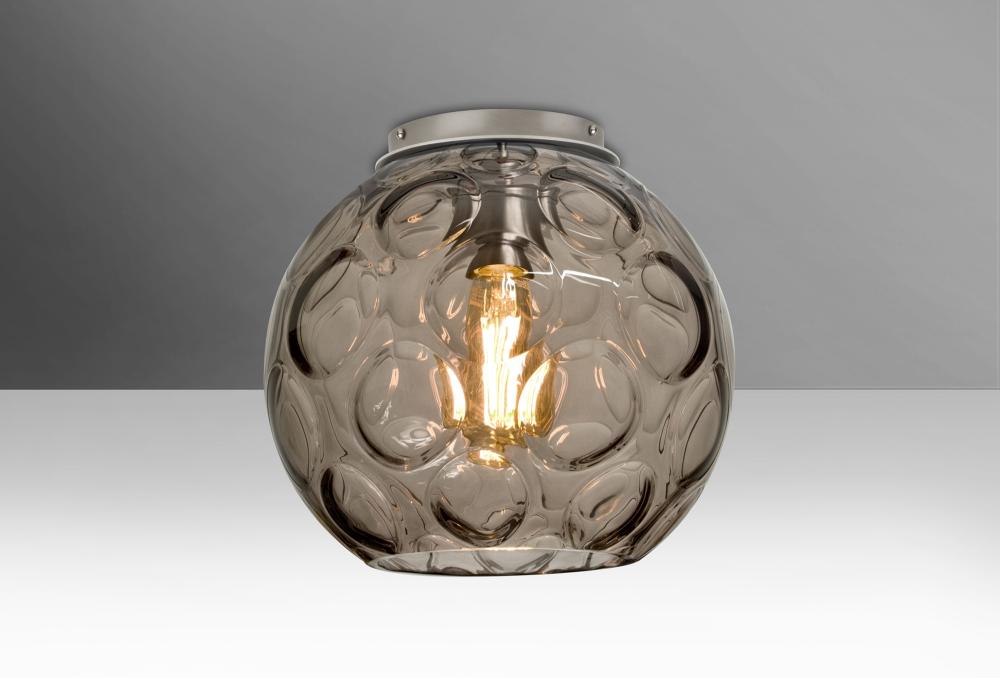 Besa, Bombay Ceiling, Smoke, Satin Nickel Finish, 1x8W LED Filament