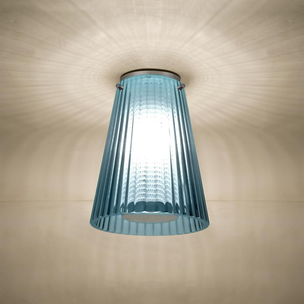 Dion Ceiling, Blue Shade, Satin Nickel Finish, 1x60W MAX Medium base
