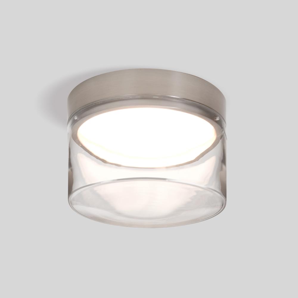 Besa Epic Flush mount, Clear Shade, Satin Nickel Finish, 1x12W LED
