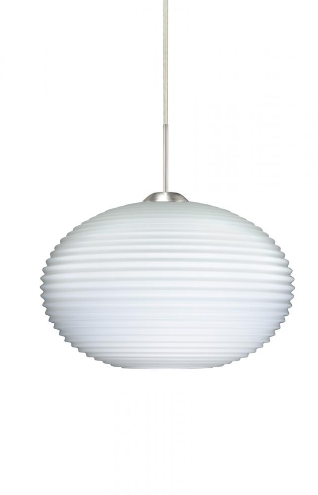 Besa Pendant For Multiport Canopy Pape 10 Satin Nickel Opal Ribbed 1x100W Medium Base