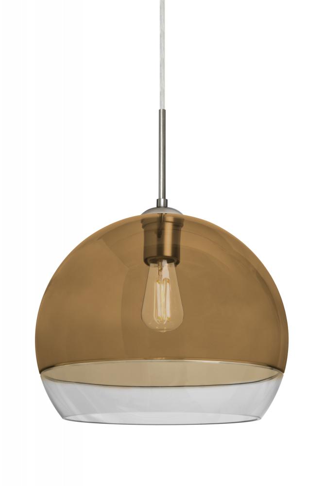 Besa, Ally 12 Cord Pendant For Multiport Canopy, Amber/Clear, Satin Nickel Finish