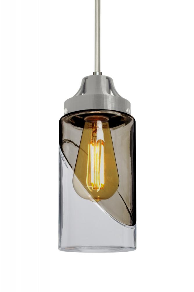 Besa, Blink Cord Pendant For Multiport Canopy, Trans. Smoke/Clear, Satin Nickel Finish