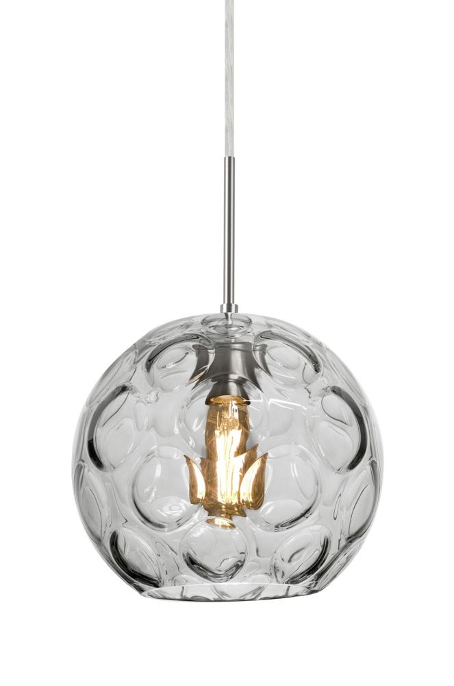 Besa Bombay Pendant For Multiport Canopy, Clear, Satin Nickel Finish, 1x8W LED Filament