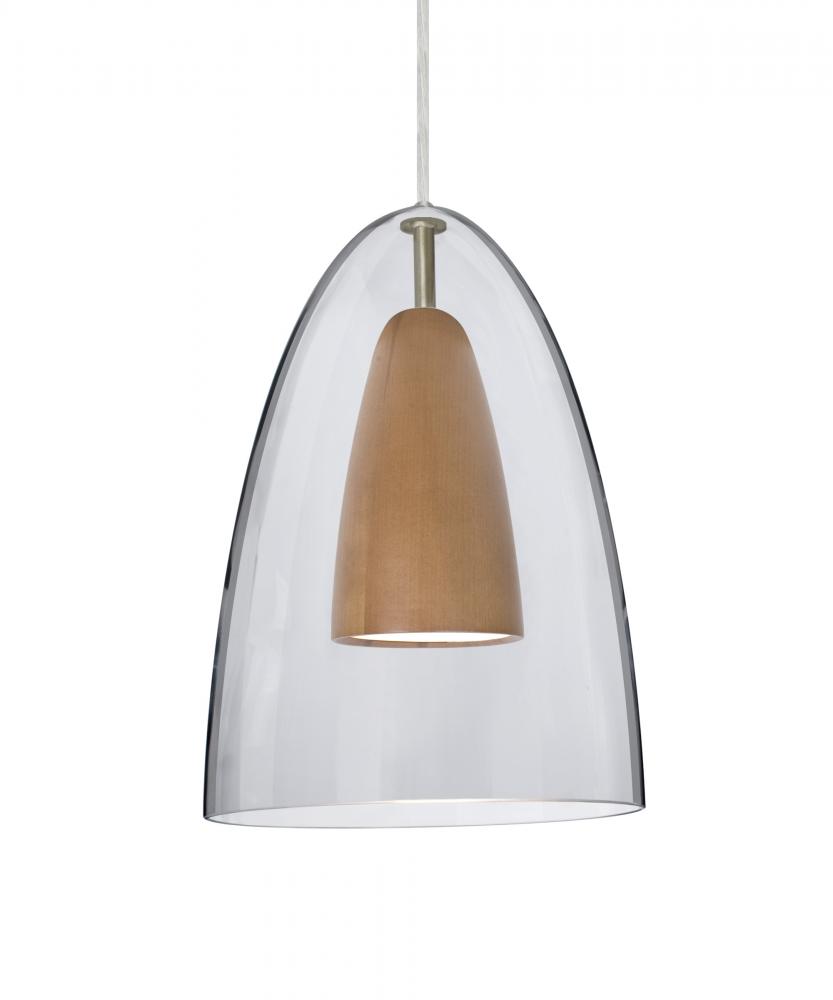 Besa, Dano Cord Pendant For Multiport Canopy, Clear/Medium, Satin Nickel Finish, 1x9W LED