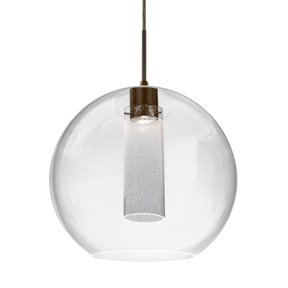 Besa Eli Pendant for Muliport Canopy, Clear/Inner Bubble, Bronze Finish, 1x9W LED