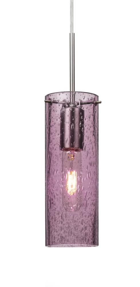 Besa, Juni 10 Pendant For Multiport Canopy, Plum Bubble, Satin Nickel, 1x60W Medium Base