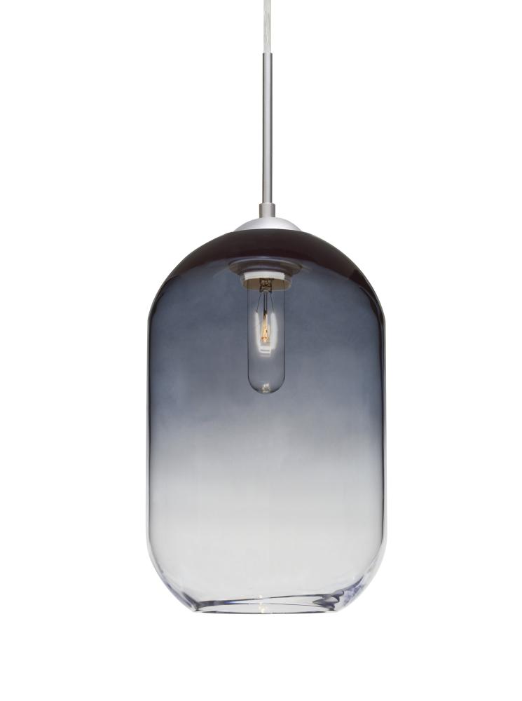 Besa, Omega 12 Cord Pendant For Multiport Canopies, Steel/Clear, Satin Nickel Finish
