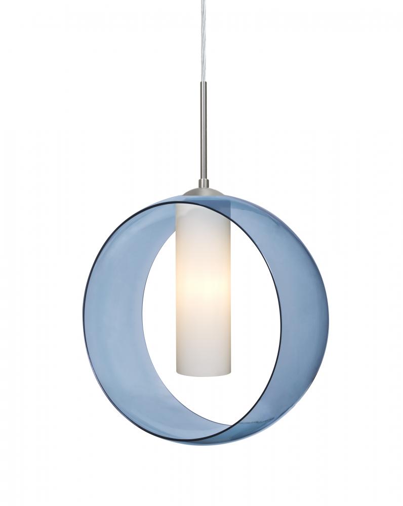 Besa, Plato Cord Pendant For Multiport Canopies, Blue/Opal, Satin Nickel Finish, 1x5W LED
