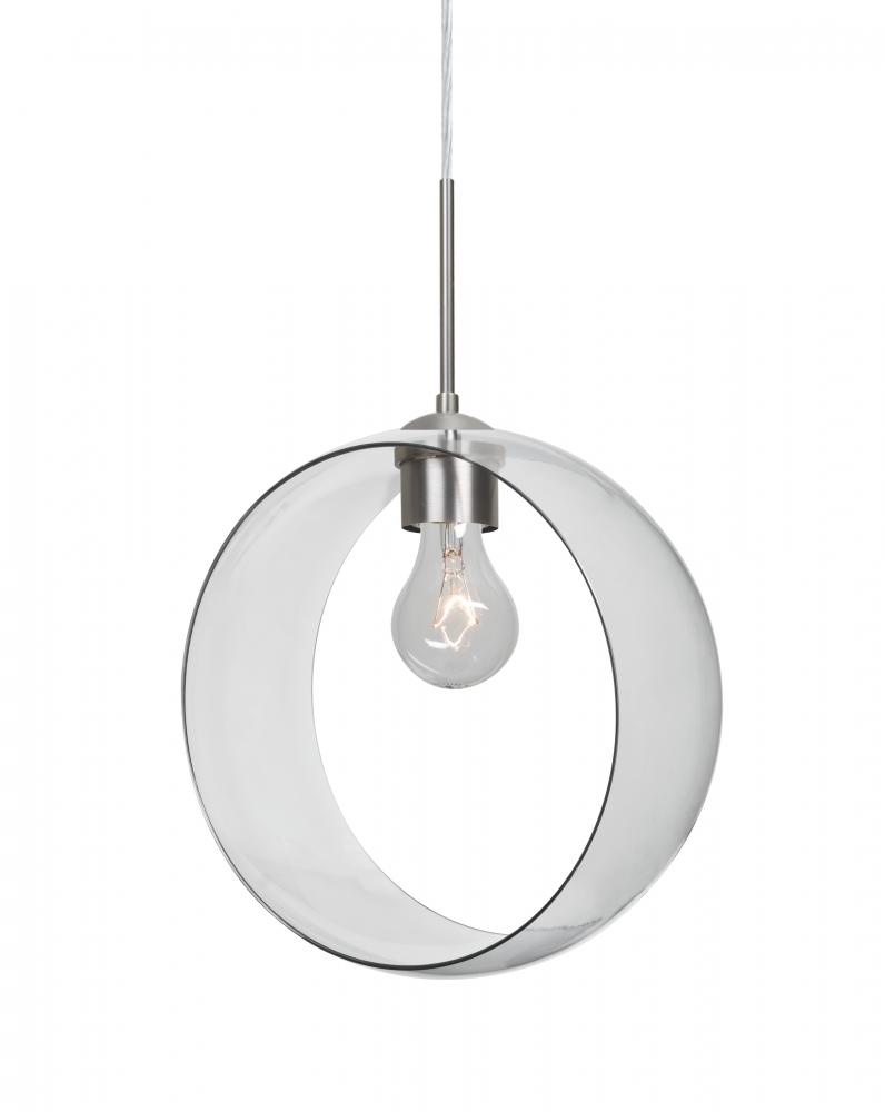Besa, Plato Cord Pendant For Multiport Canopies, Clear, Satin Nickel Finish, 1x60W Medium Base