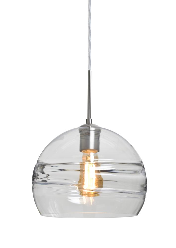 Besa Spirit 10 Pendant For Multiport Canopy, Clear, Satin Nickel Finish, 1x8W LED Filament