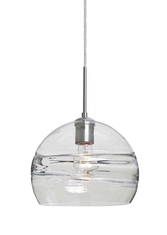 Besa Spirit 10 Pendant For Multiport Canopy, Clear, Satin Nickel Finish, 1x60W Medium Base