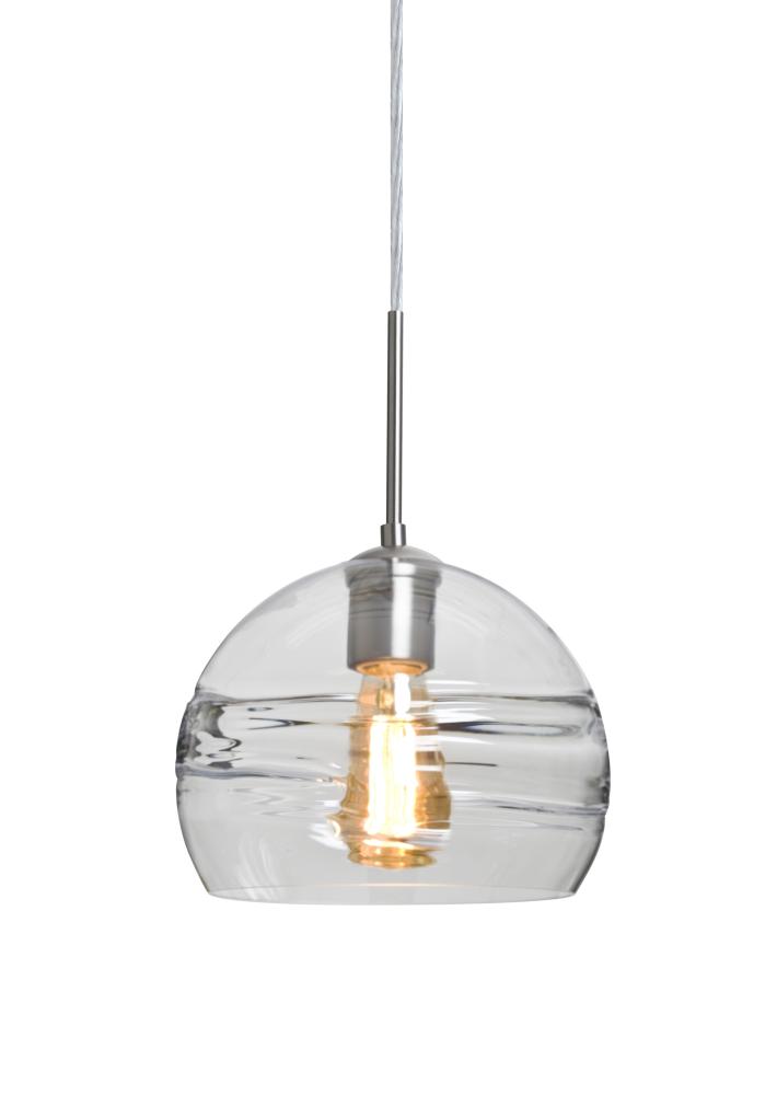 Besa Spirit 8 Pendant For Multiport Canopy, Clear, Satin Nickel Finish, 1x8W LED Filament