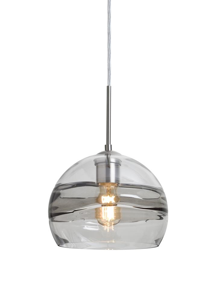 Besa Spirit 8 Pendant For Multiport Canopy, Smoke/Clear, Satin Nickel Finish, 1x8W LED Filament