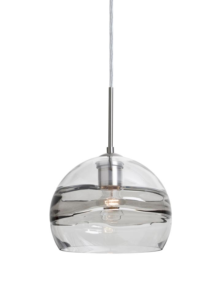 Besa Spirit 8 Pendant For Multiport Canopy, Smoke/Clear, Satin Nickel Finish, 1x60W Medium Base