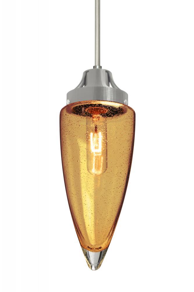 Besa, Sulu Cord Pendant For Multiport Canopy, Amber Bubble, Satin Nickel Finish, 1x60W Medium Base