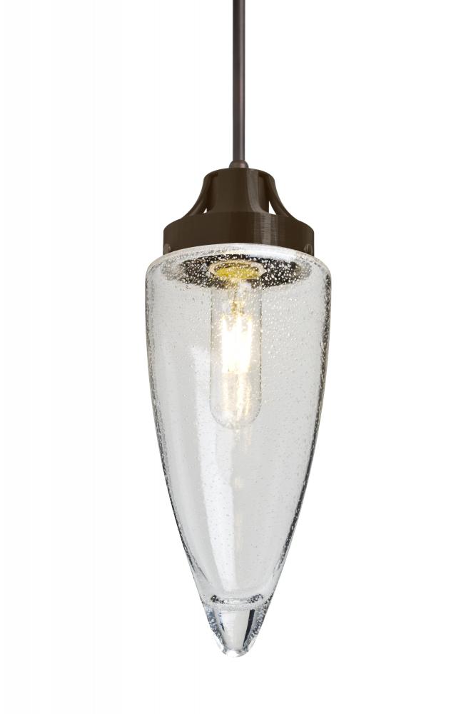 Besa, Sulu Cord Pendant For Multiport Canopy, Clear Bubble, Bronze Finish, 1x8W LED Filament