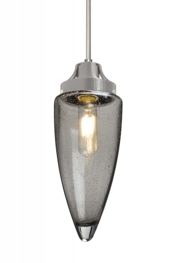 Besa, Sulu Cord Pendant For Multiport Canopy, Smoke Bubble, Satin Nickel Finish, 1x8W LED Filament