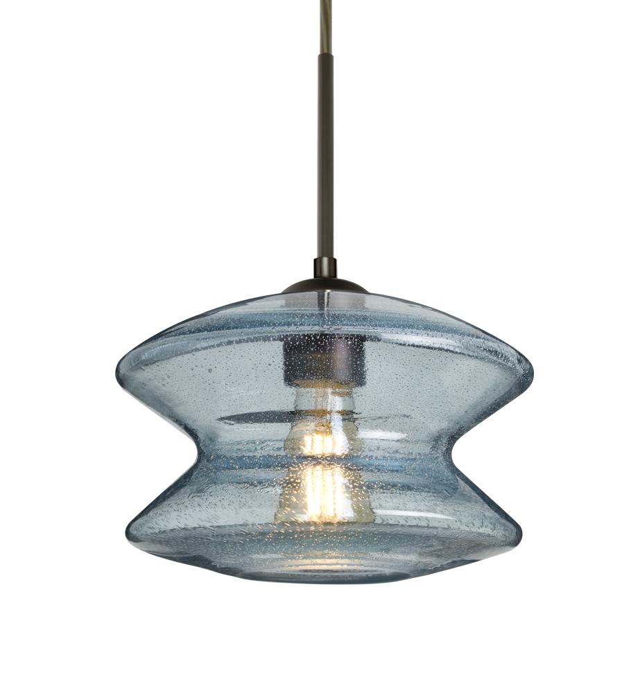 Besa, Zen Cord Pendant For Multiport Canopy, Blue Bubble, Bronze Finish, 1x8W LED Filament