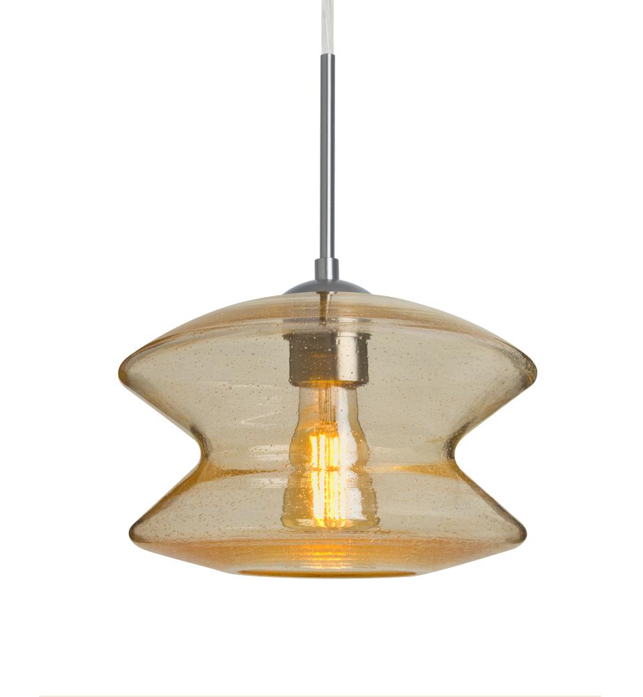 Besa, Zen Cord Pendant For Multiport Canopy, Gold Bubble, Satin Nickel Finish, 1x8W LED Filament