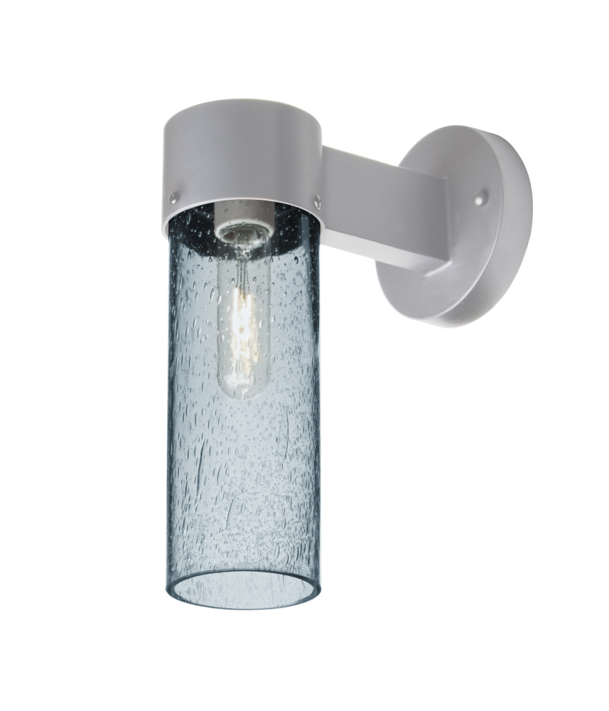 Besa, Juni 10 Outdoor Sconce, Blue Bubble, Silver Finish, 1x4W LED Filament