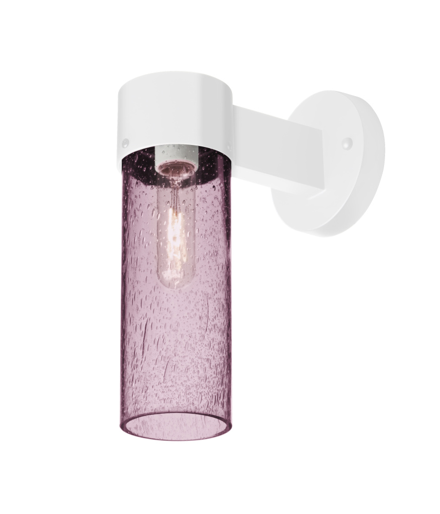 Besa, Juni 10 Outdoor Sconce, Plum Bubble, White Finish, 1x4W LED Filament