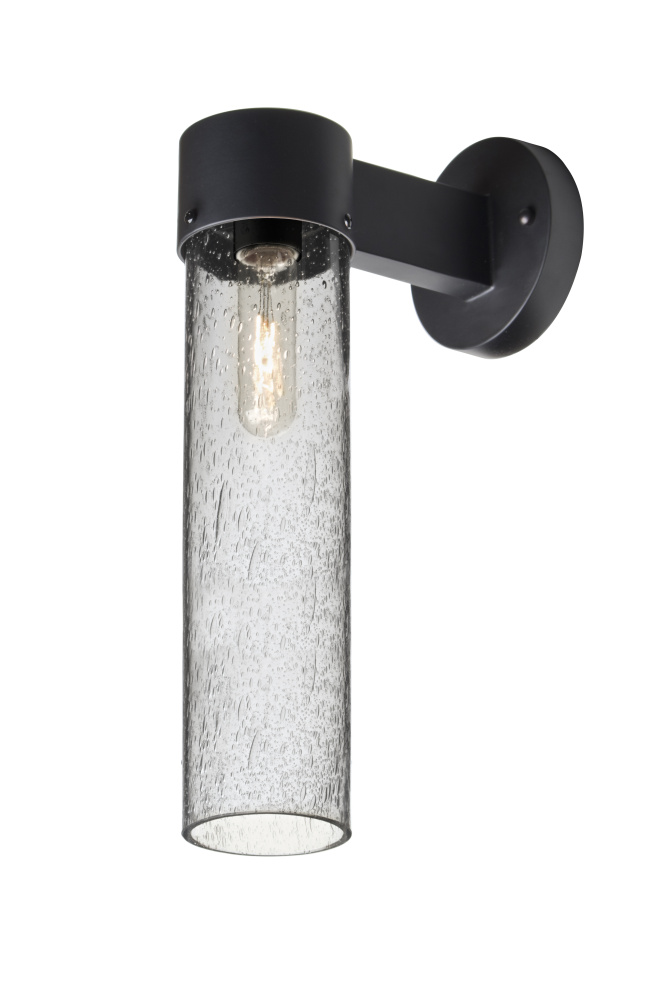 Besa, Juni 16 Outdoor Sconce, Clear Bubble, Black Finish, 1x4W LED Filament