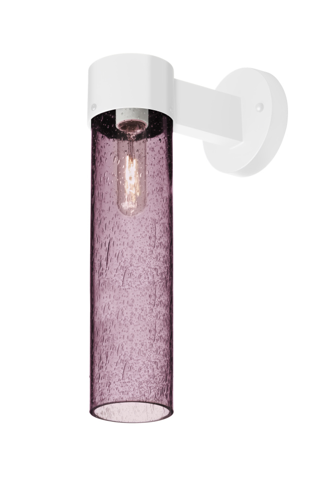 Besa, Juni 16 Outdoor Sconce, Plum Bubble, White Finish, 1x4W LED Filament
