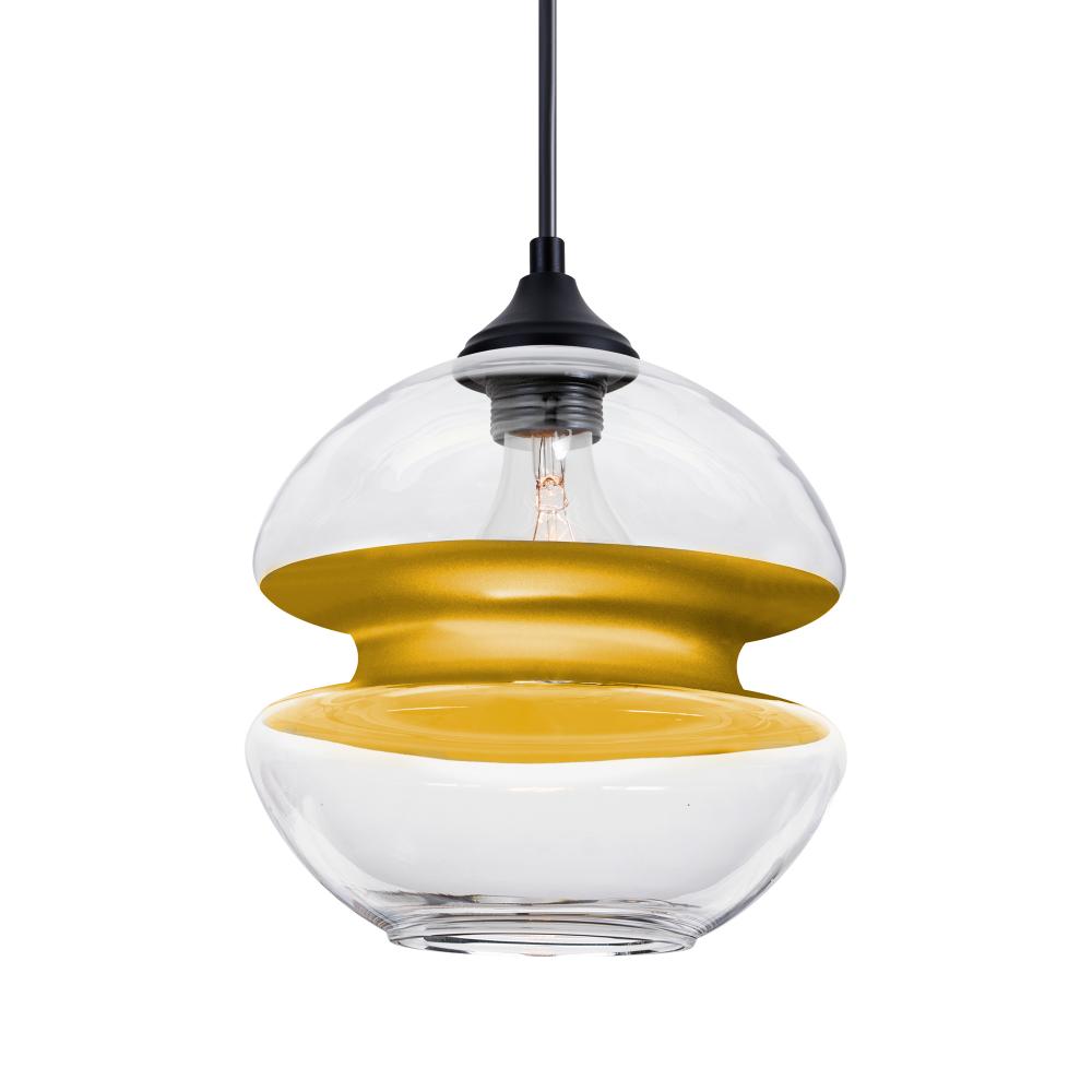 Besa, Hula 8 Outdoor Pendant, Clear/Gold, Black Finish, 1xE26 base