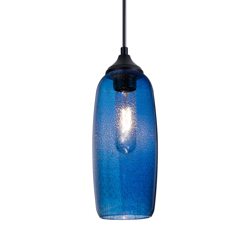 Besa, Pinot 9 Outdoor Pendant, Blue Bubble, Black Finish, FInish 1xE26 Base