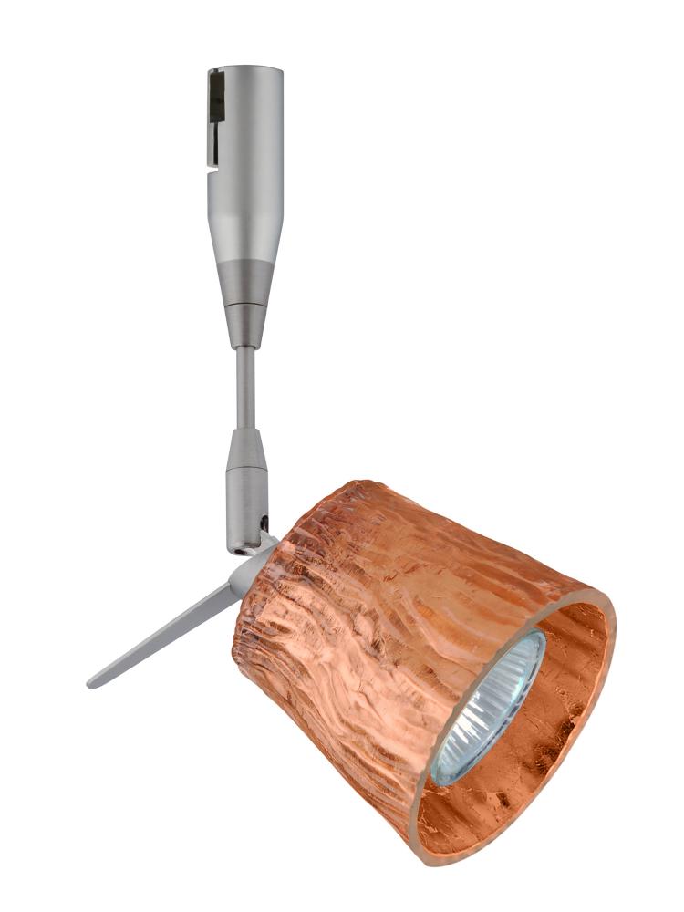 Besa Spotlight With 6" Stem Nico 3 Satin Nickel Stone Copper Foil 1x50W Bipin MR16