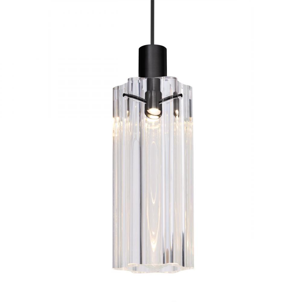 Besa Ice 7 Pendant, Clear Glass, Black Finish, 1x35W 35W MAX GY6.35 Base